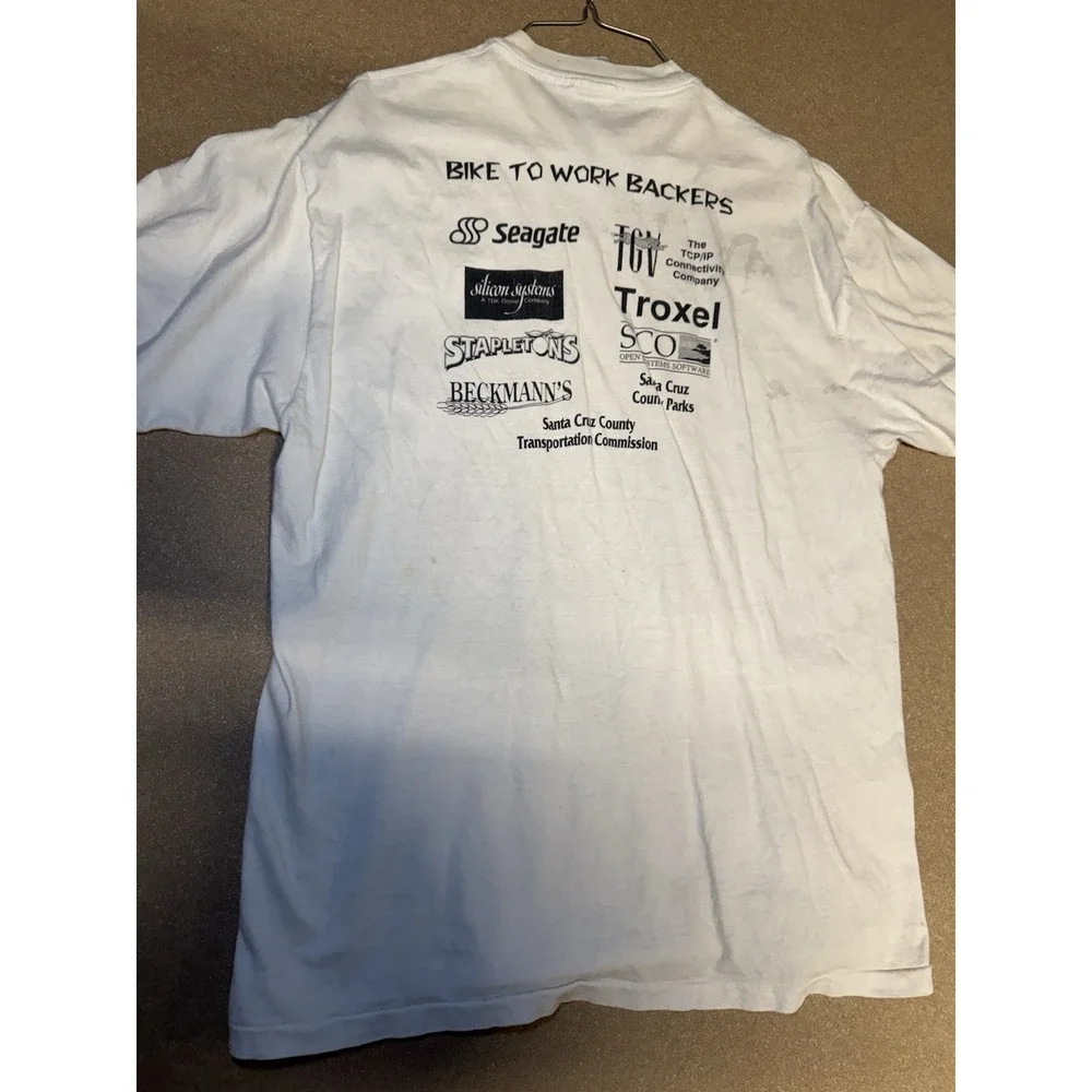 Vintage 90s Santa Cruz Bike  T  Shirt Bike‎ To Work Week Size M Single Stitch